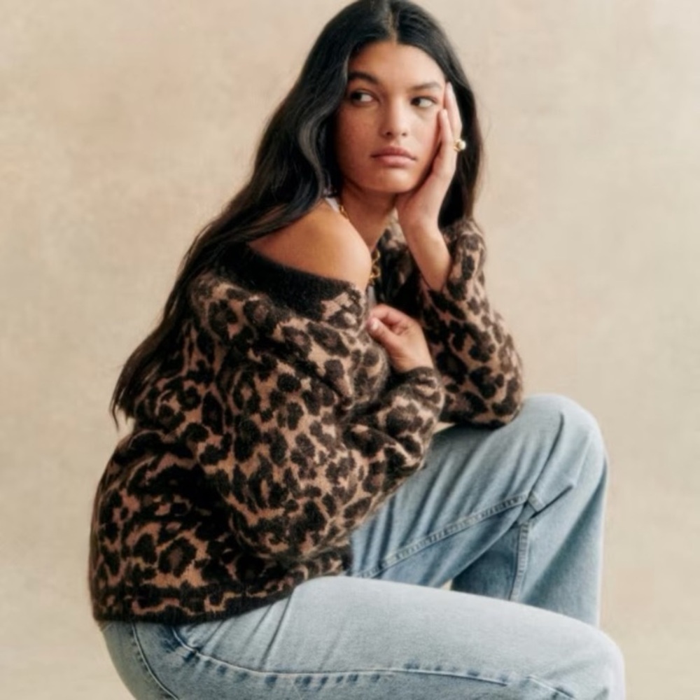 Sezane Leopard-Print Bomber Jacket in Brown and Black